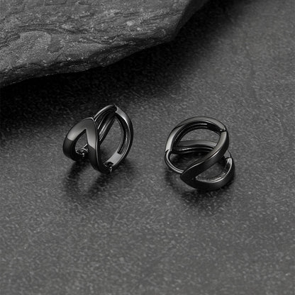 Minimalism hoop huggie earrings for men and women in black