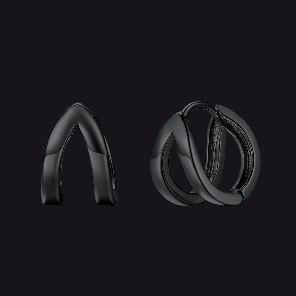 Minimalism hoop huggie earrings for men and women in black