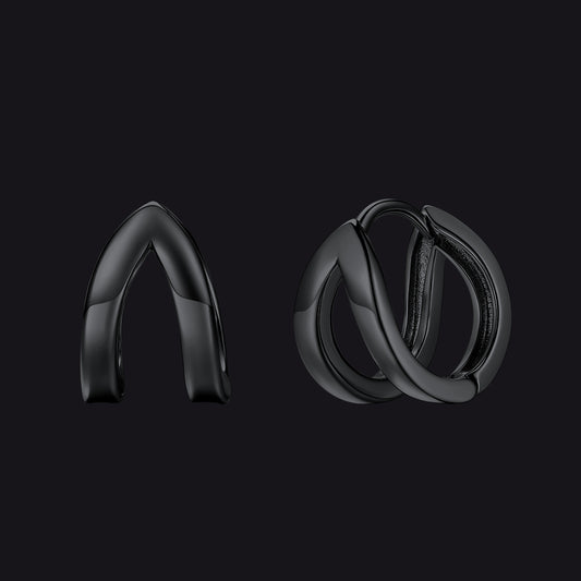 Minimalism hoop huggie earrings for men and women in blackimg