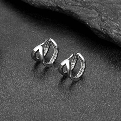 Stainless steel minimalist hoop huggie earrings for everyday wear