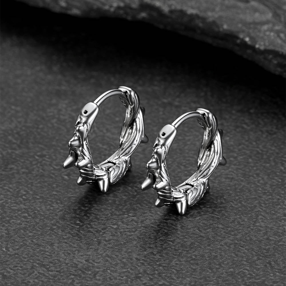 Bold thorn design hoop earrings for men rock jewelry
