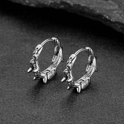Bold thorn design hoop earrings for men rock jewelry