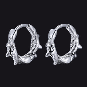 Punk spike thorns hoop earrings for men close-up