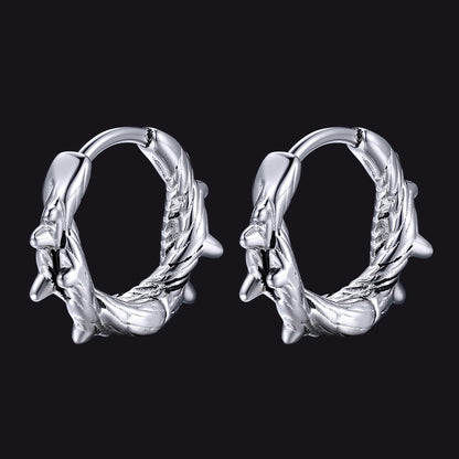 Punk spike thorns hoop earrings for men close-up