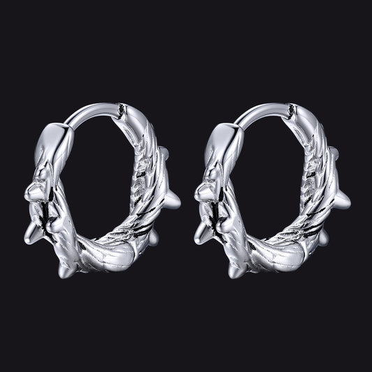Punk spike thorns hoop earrings for men close-upimg