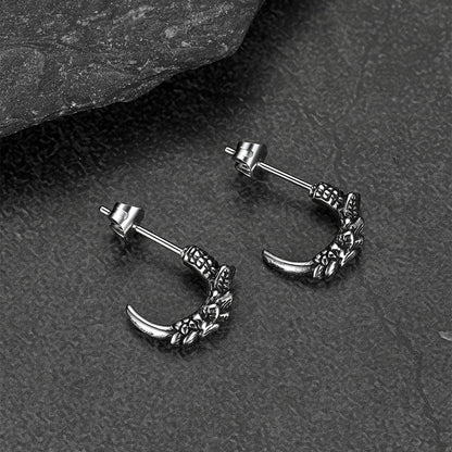 Native American eagle claw earrings for men in dark finish