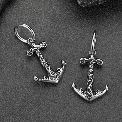 Nordic Viking anchor drop earrings close-up view