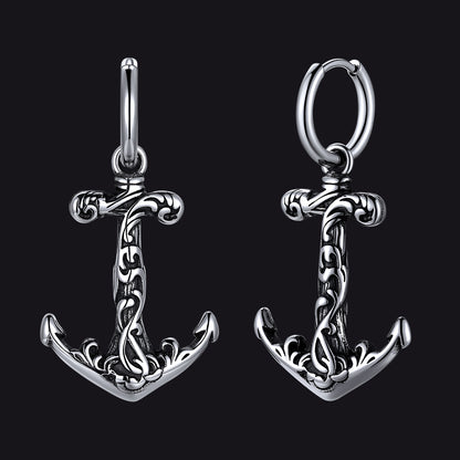 Vintage Viking anchor drop earrings for men