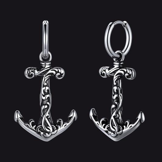 Vintage Viking anchor drop earrings for menimg
