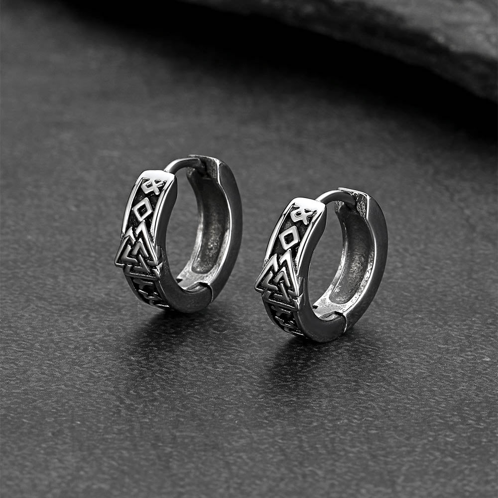 Stainless steel Viking amulet earrings for men