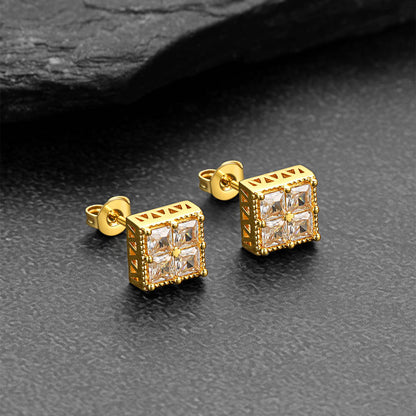 shining 8MM cubic zirconia hip hop earrings pair