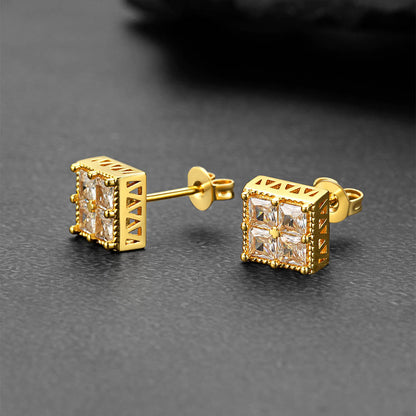 men’s hip hop diamond look earrings
