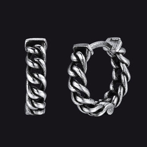 Pair of silver chain hoop earrings