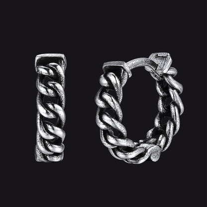 Pair of silver chain hoop earrings