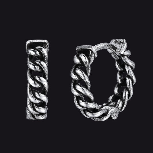 Pair of silver chain hoop earringsimg