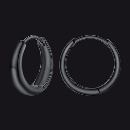 Simple Sterling Silver Thick Huggie Hoop Earrings for Men