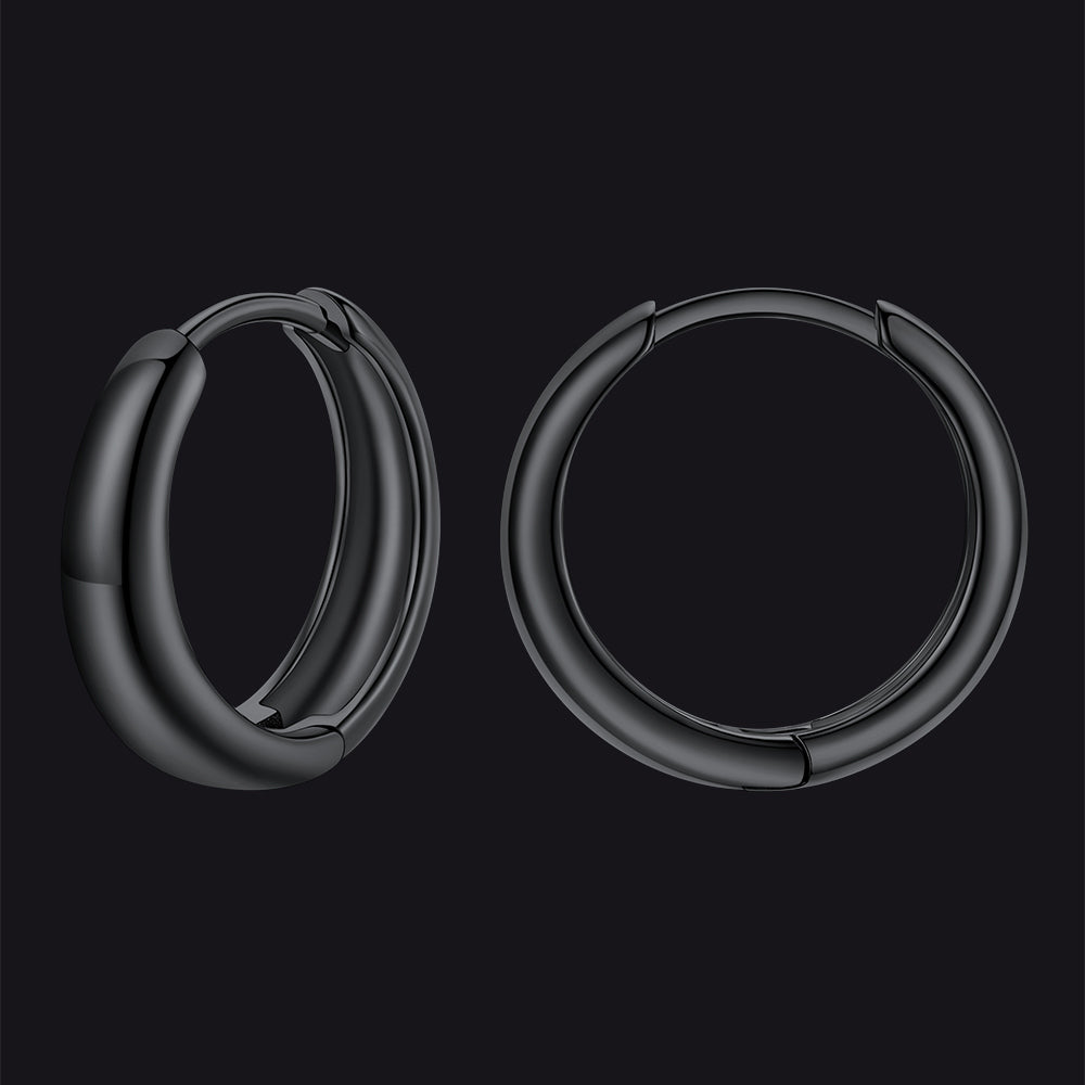 Simple Sterling Silver Thick Huggie Hoop Earrings for Men