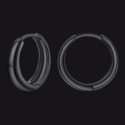 Simple Sterling Silver Thick Huggie Hoop Earrings for Men