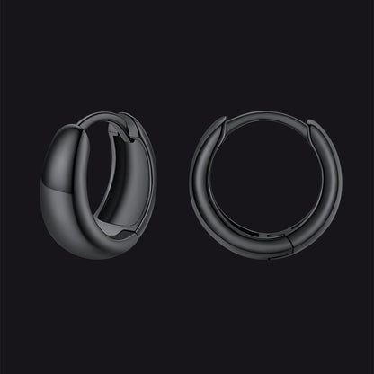 Simple Sterling Silver Thick Huggie Hoop Earrings for Men