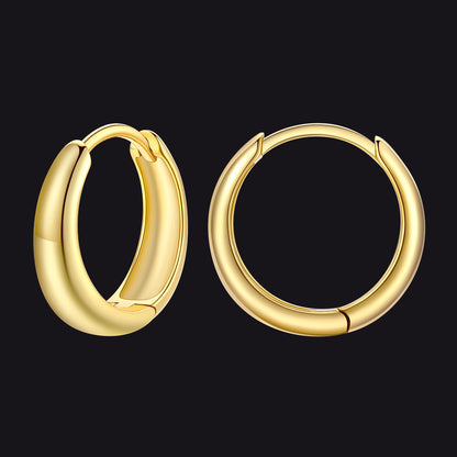 Simple Sterling Silver Thick Huggie Hoop Earrings for Men