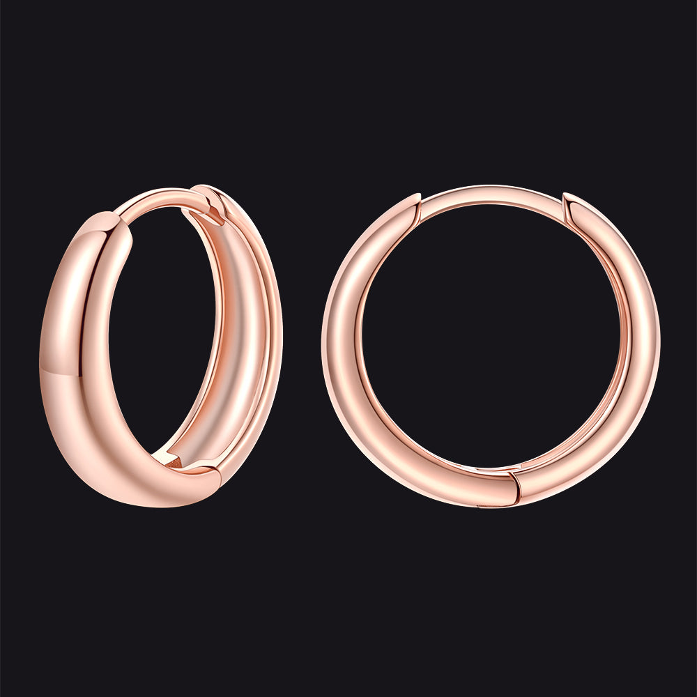 Simple Sterling Silver Thick Huggie Hoop Earrings for Men