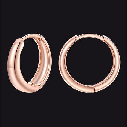 Simple Sterling Silver Thick Huggie Hoop Earrings for Men
