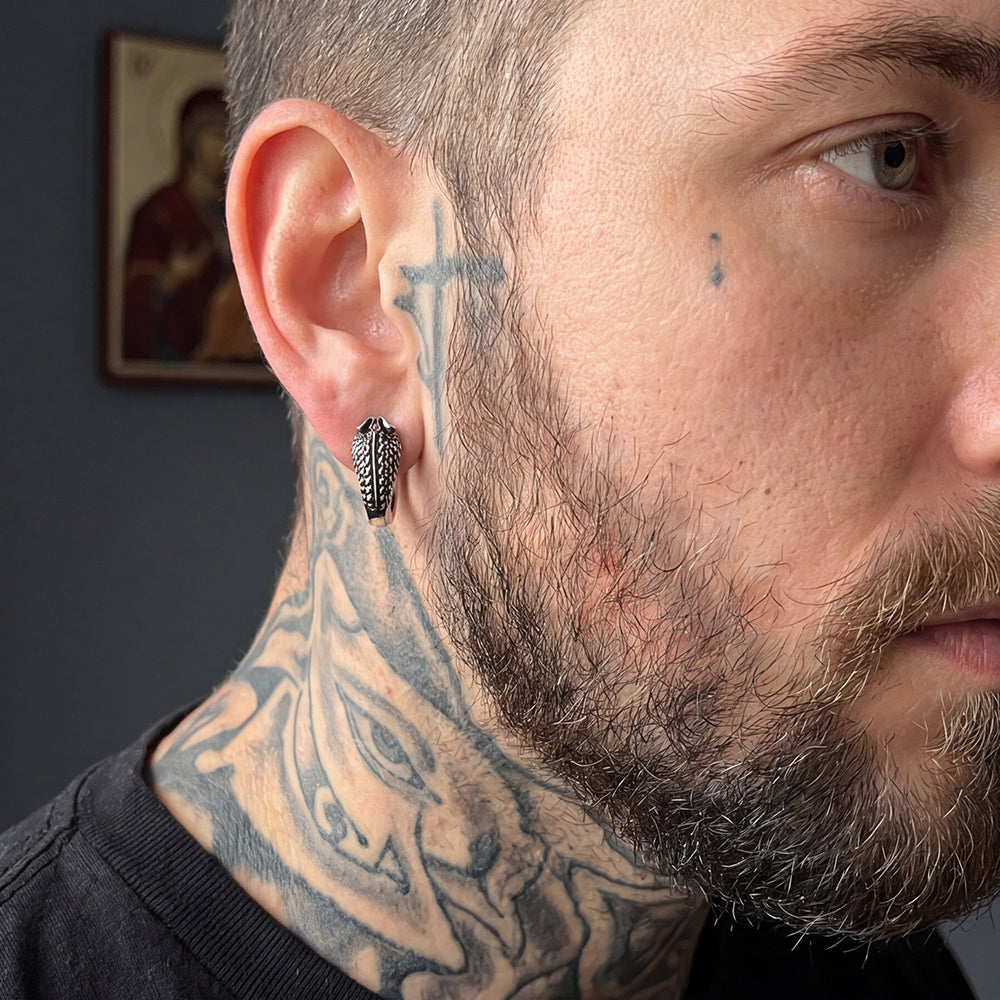 Gothic Animal Snake Hoop Earrings for Men Father 13mm Size