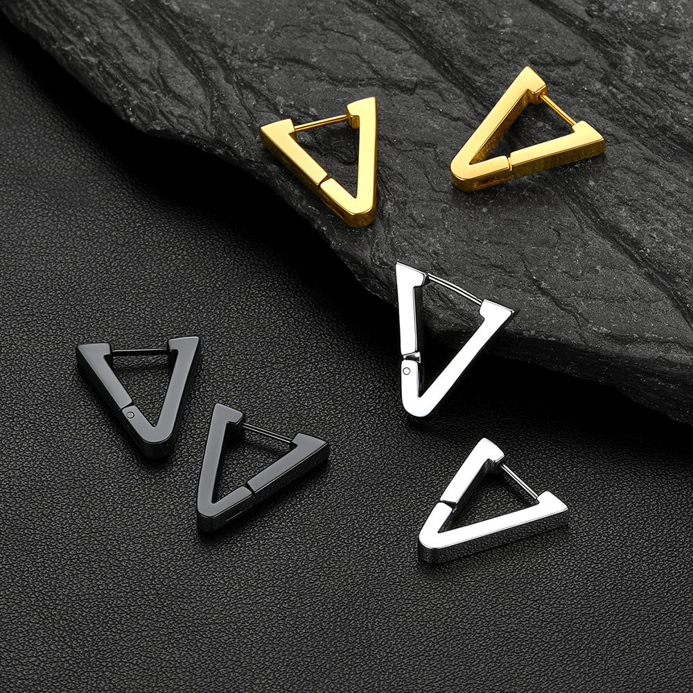 Classic Triangle Huggie Hoop Earrings for Men Women