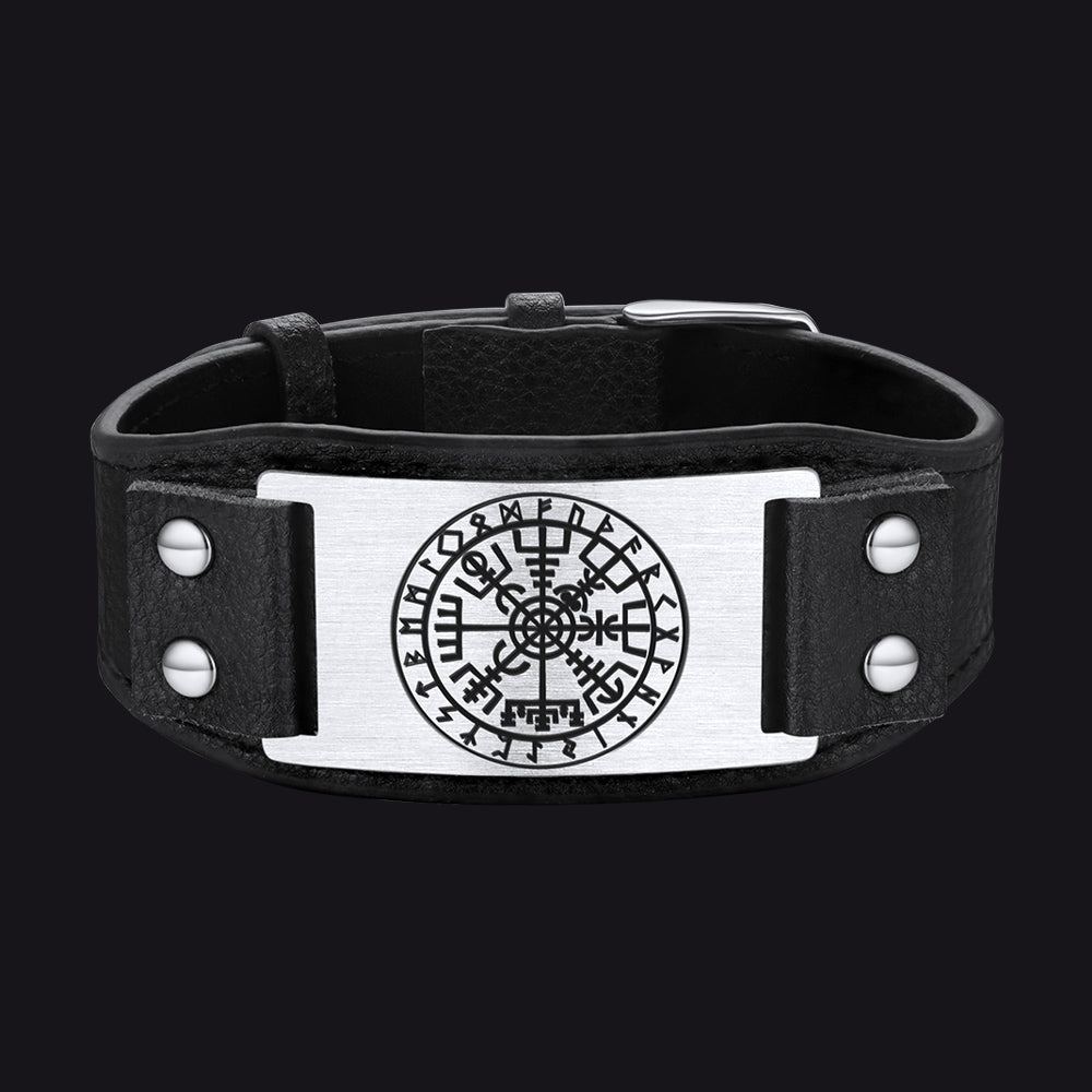Flash Sale Norse Viking Compass Leather Bracelet Wristband Son