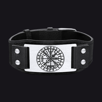 Norse Viking Compass PU Cuff Bracelet Leather Accessory For Mens