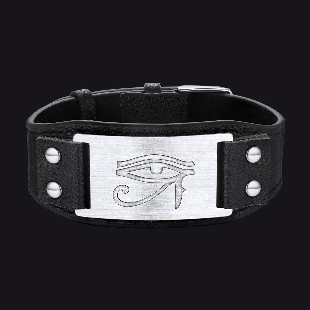 Egyptian Horus Eye Leather Bracelet Wristband Son