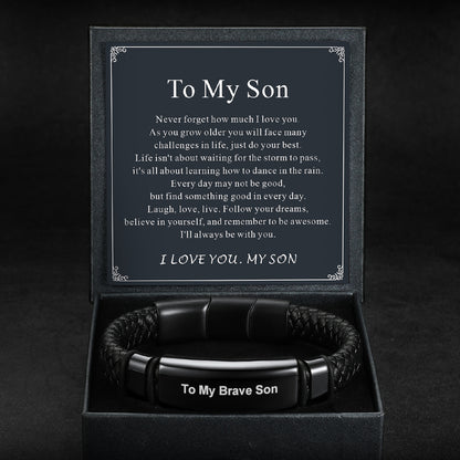 Engraved Leather Bracelet for Son Birthday