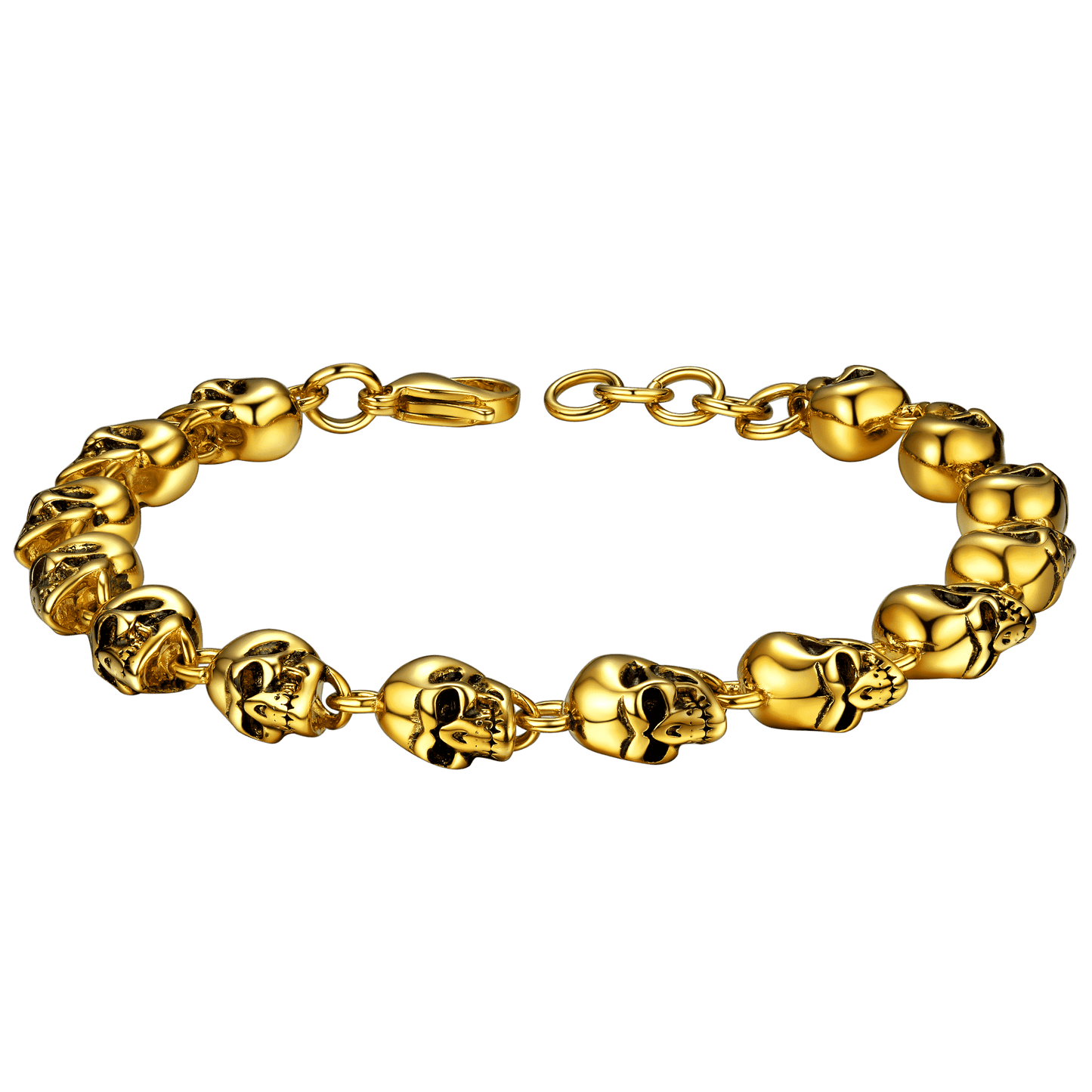 FaithHeart Gothic Linked Chain Skull Bracelet for Men FaithHeart