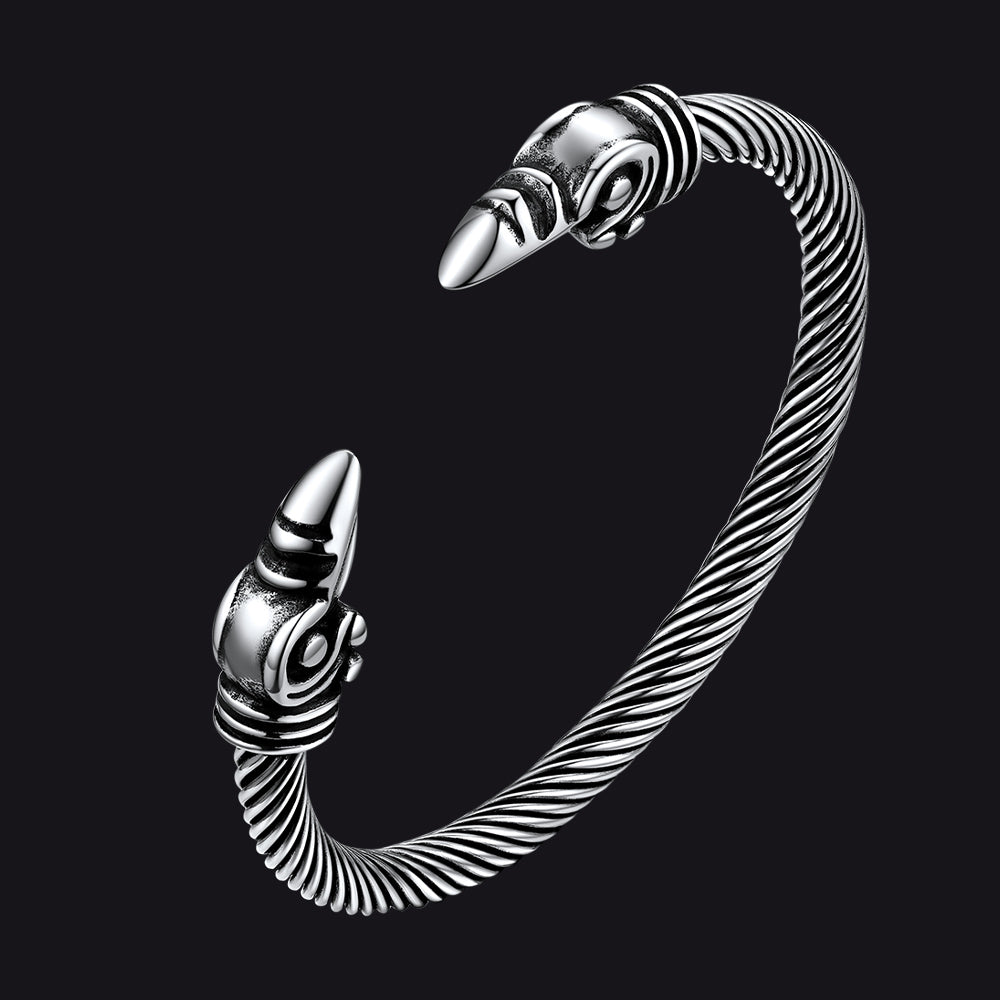 FaithHeart Viking Raven Cuff Bracelet Stainless Steel Vintage Bangle Bracelet FaithHeart