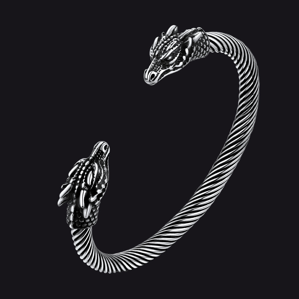 FaithHeart Viking Dragon Head Bangle Bracelet Cuff Bracelet For Men FaithHeart