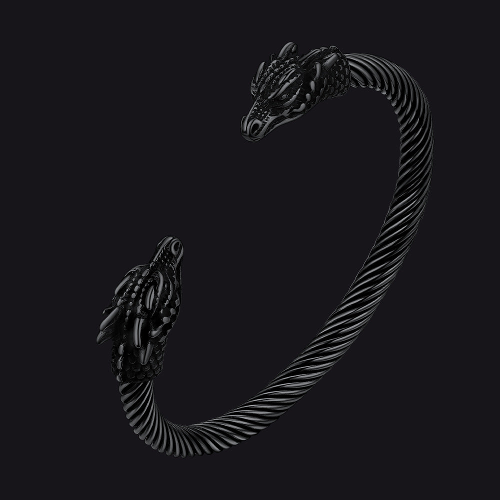FaithHeart Viking Dragon Head Bangle Bracelet Cuff Bracelet For Men FaithHeart