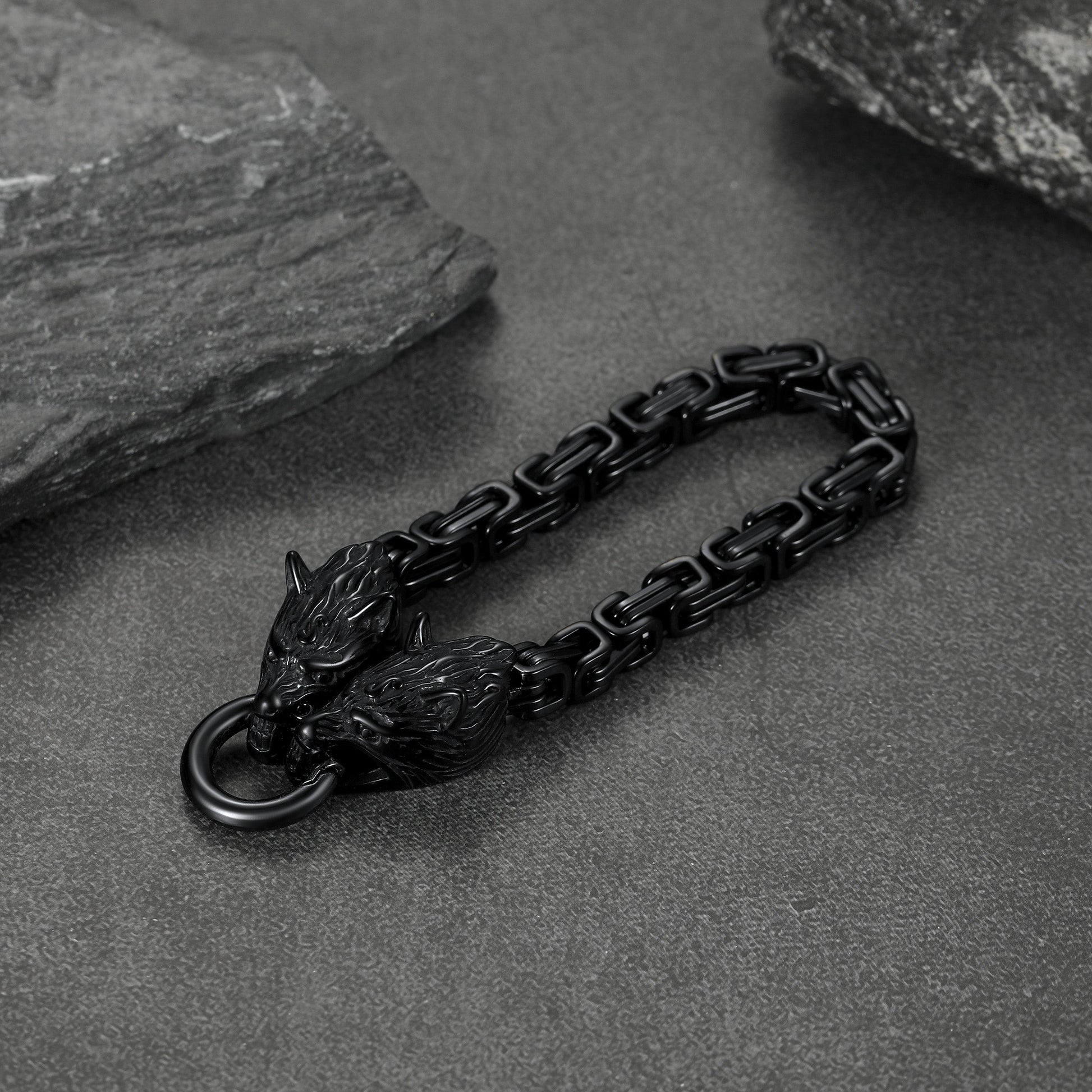 FaithHeart Viking Wolf Head Chain Bracelet for Men FaithHeart