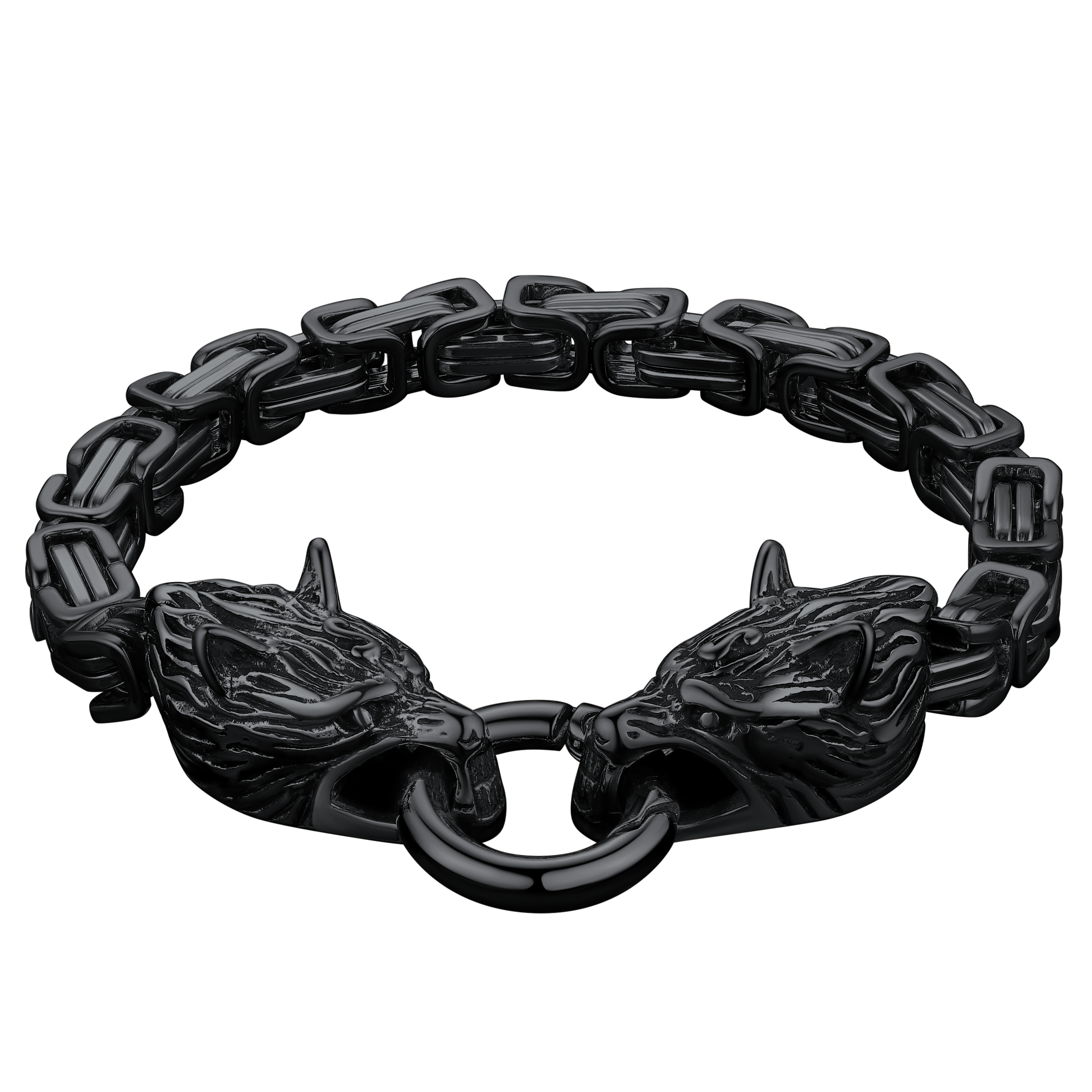 Norse Viking Wolf Head Chain Bracelet for Men FaithHeart