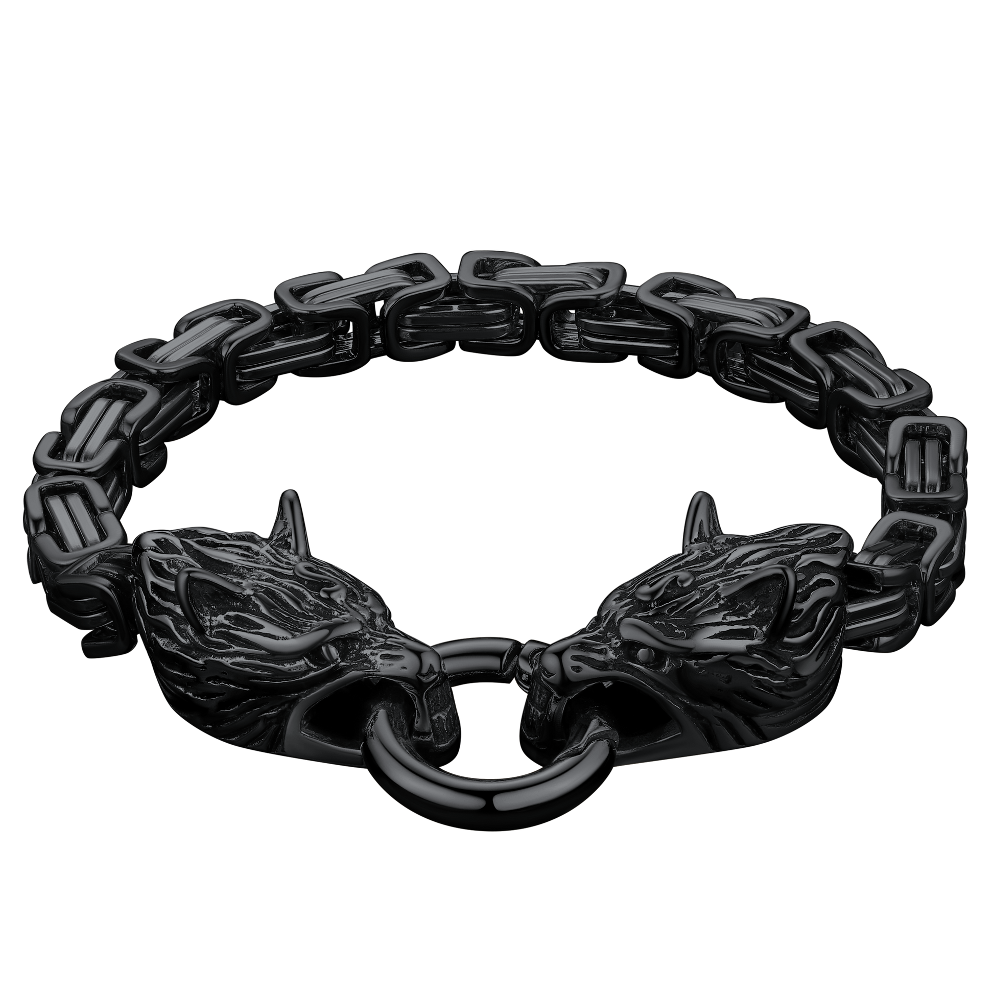Norse Viking Wolf Head Chain Bracelet for Men FaithHeart