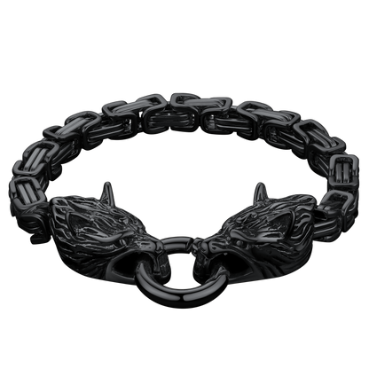Norse Viking Wolf Head Chain Bracelet for Men FaithHeart
