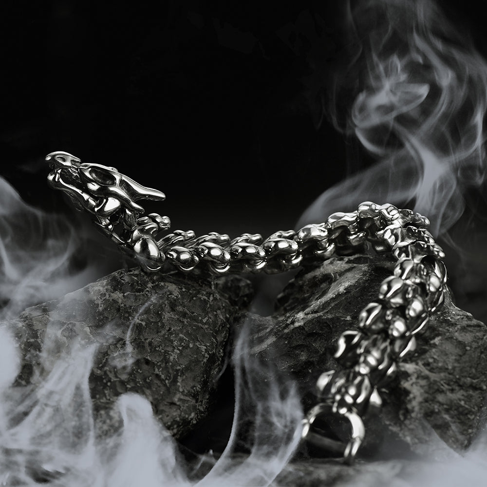 FaithHeart Viking Dragon Head Bracelet Stainless Steel Punk Bracelet FaithHeart
