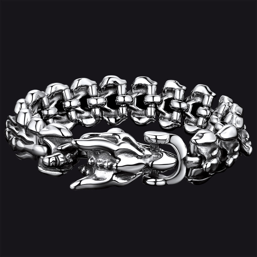 FaithHeart Viking Dragon Head Bracelet Stainless Steel Punk Bracelet FaithHeart