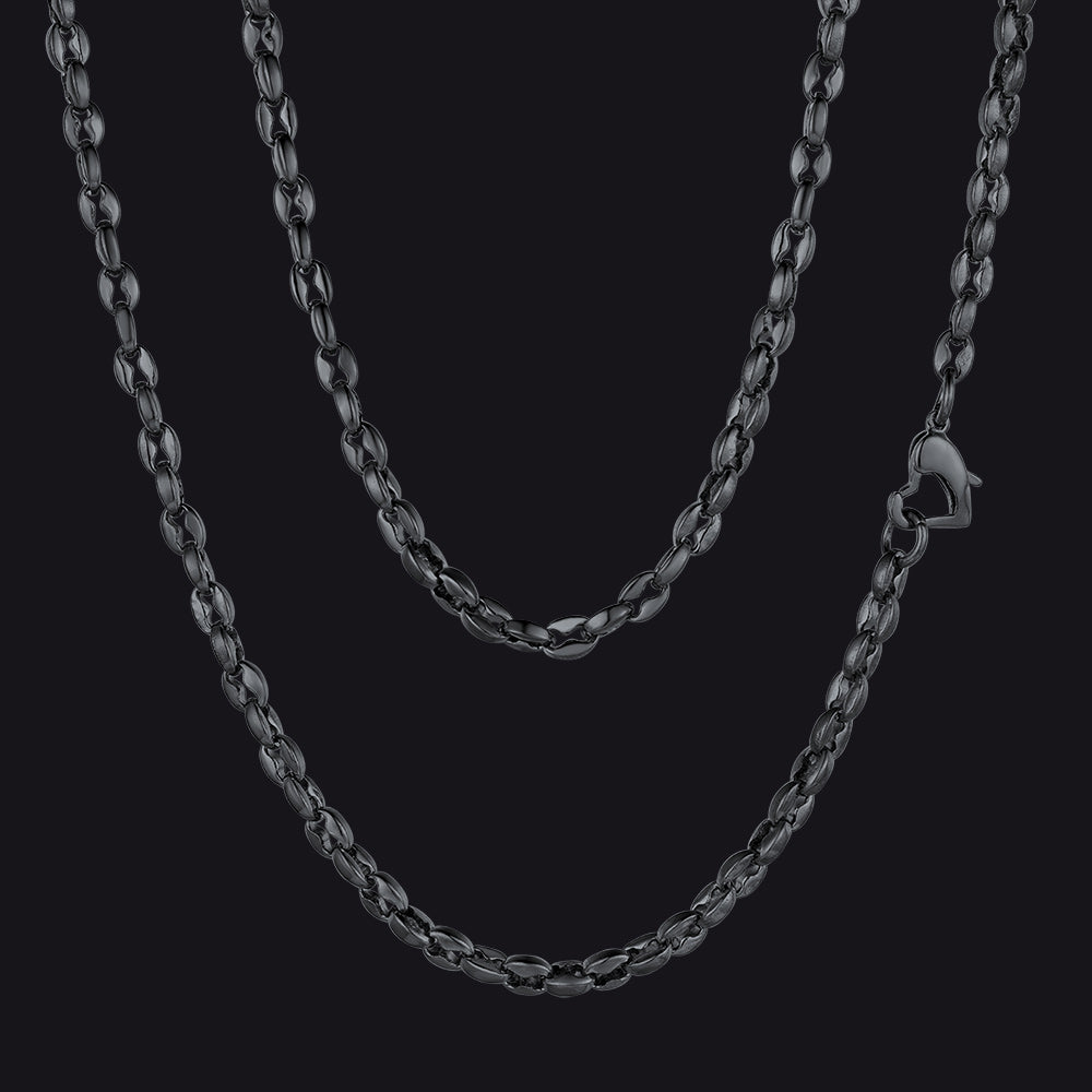 4MM coffee bean chain necklace for men