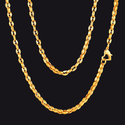 Stainless steel coffee bean link necklace for women