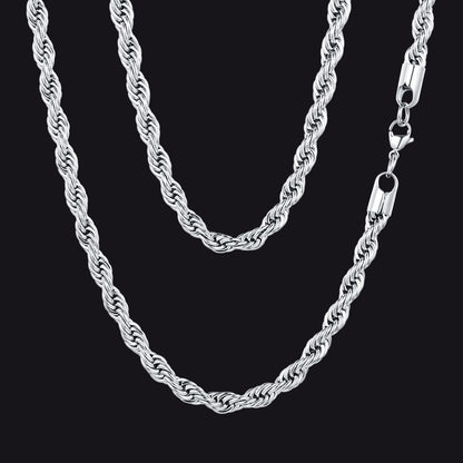 Twisted Rope Link Chain Stainless Steel Necklace for Men
