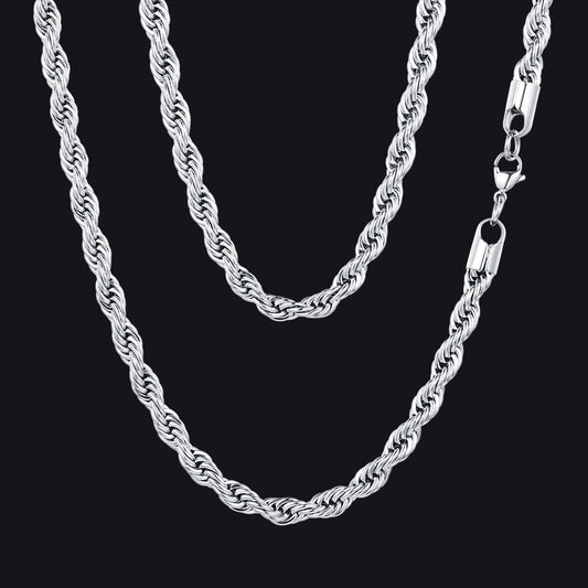 Twisted Rope Link Chain Stainless Steel Necklace for Menimg