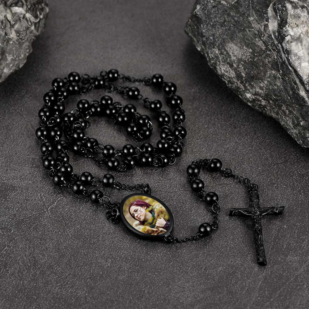 Customized Rosary Necklace with Picture for Women Men FaithHeart