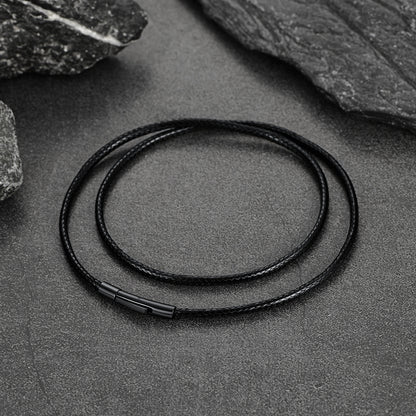 Waterproof Black Leather Cord Chain Necklace for Men 2/3mm