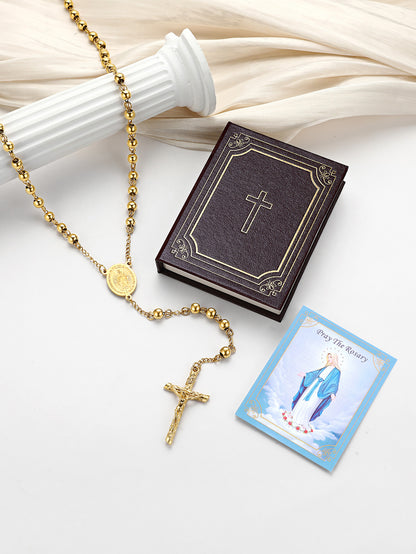 Catholic Virgin Mary Rosary Beads Cross Necklace Chain for Men Women