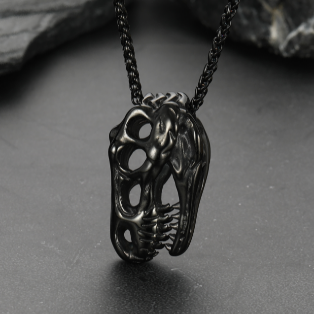 T-Rex Dinosaur Skull Necklace Pendant FaithHeart Jewelry